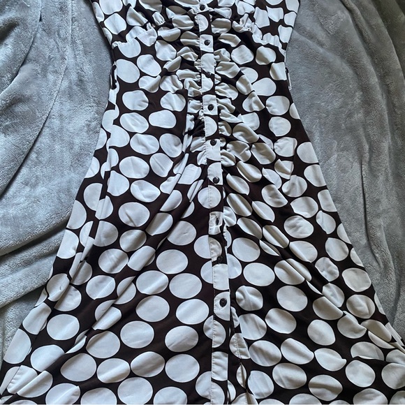 Y2k vintage Suzy cream & brown polka dot dress - Picture 5 of 12